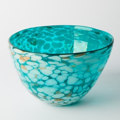 A Hand Made Turquoise Glass Bowl