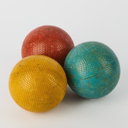A Collection of Three Vintage Wooden Croquet Balls
