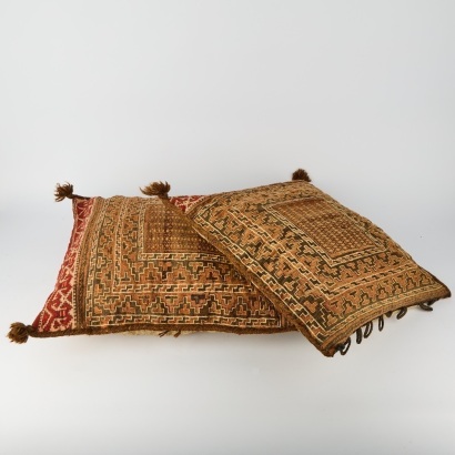 A Pair of Vintage Afghan Saddlebag Cushions