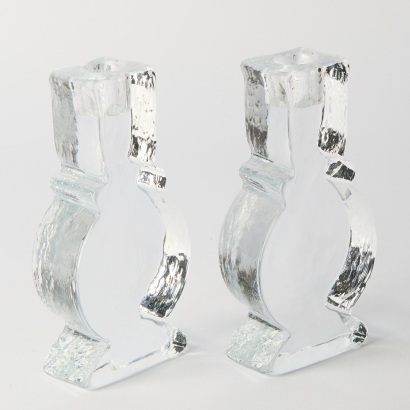A Pair of Glass Candle Holders
