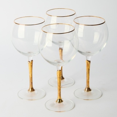 A Set of Four Bohemia Colony Crystal Wine Glasses, Czech Republic