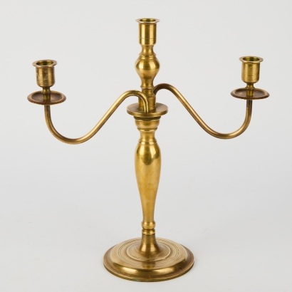An Antique Three-Arm Brass Candelabra