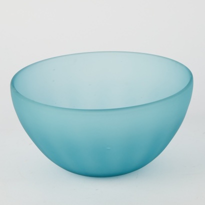 A Light Blue Matt Art Glass Bowl by Garry Nash 2006