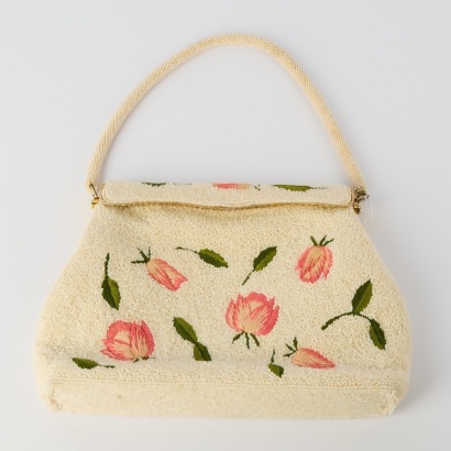 A Vintage Beaded Purse with Floral Embroidery