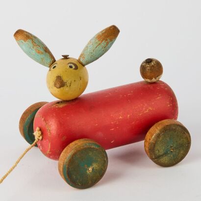 A Vintage New Zealand-Made 'Richard Rabbit' Pull Along Toy