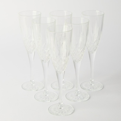 Six Royal Doulton Earlswood Flutes Crystal
