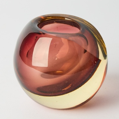 A Small Plum Cast Glass Vase