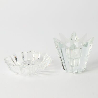 A Pair Of Glass Candle Holders