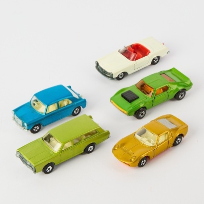 Six Loose Early Superfast Matchbox Cars