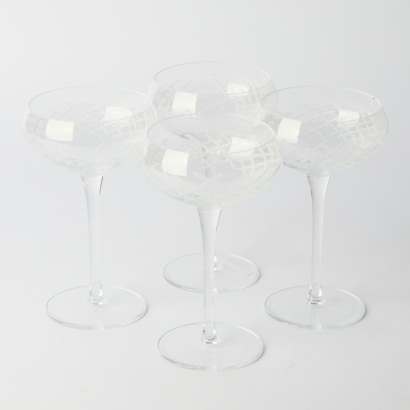 A Set of Four Etched Glasses by Masters Reserve