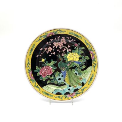 A Chinese Famille-Rose Flowers and Birds Saucer