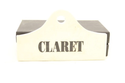 (1) Claret Ceramic Bin Tag, Made in Bath, England (GB) &diams;
