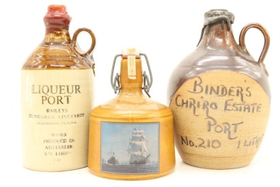 (1) Collection of Australian Port Pottery Decanters, 3 Bottles Sold as One Lot