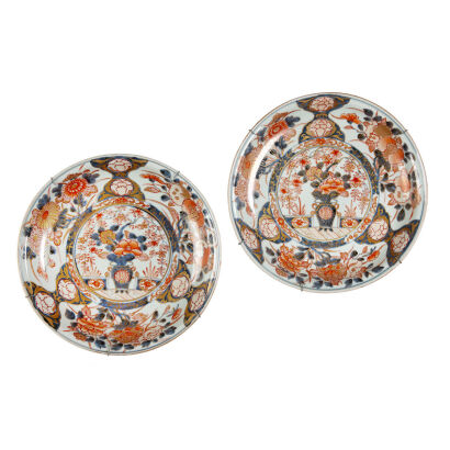 A Pair of Japanese Imari 'Flower' Dishes