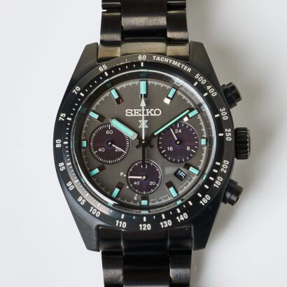 Stainless Steel / Black PVD Coated, Seiko Prospex Solar Speedtimer Chronograph Wristwatch, circa 2023