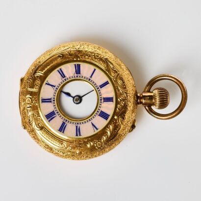 18ct Yellow Gold, Outer Case / Enamel, Half-Hunter Fob Watch, C20th