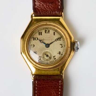 18ct Yellow Gold, P.Orr & Sons Madras/Rangoon, Rolex Oyster Hexagonal Case Extra Prima Movement Wristwatch, circa 1925