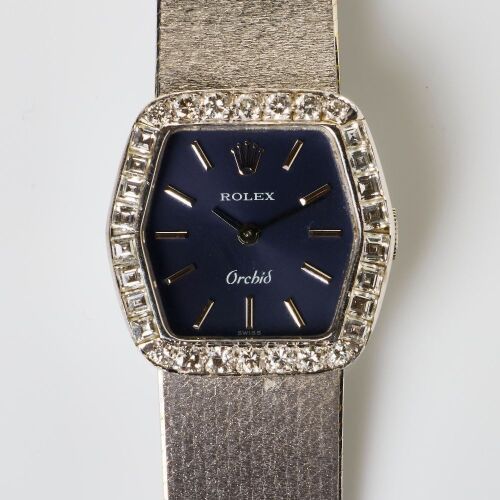 18ct White Gold, Rolex Orchid, Diamond Bezel, Hand-wound Wristwatch, circa 1980's