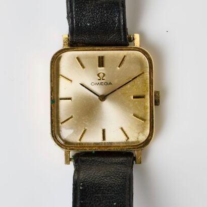 14ct Gold Filled, OMEGA Hand Wound Square Cased Wristwatch, circa 1964