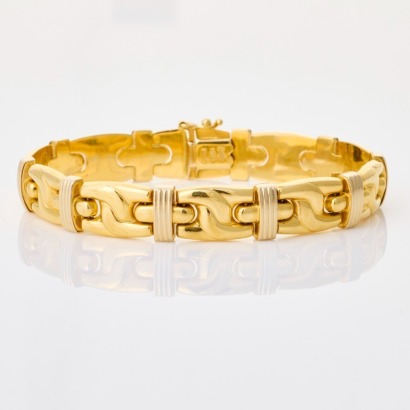 18ct Yellow Gold, 20cm Hollow Fancy Link Bracelet