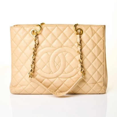 Chanel, Beige Cavier Leather Grand Shopping Tote with Box
