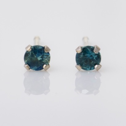 14ct White Gold, 0.18ct Sapphire Stud Earrings