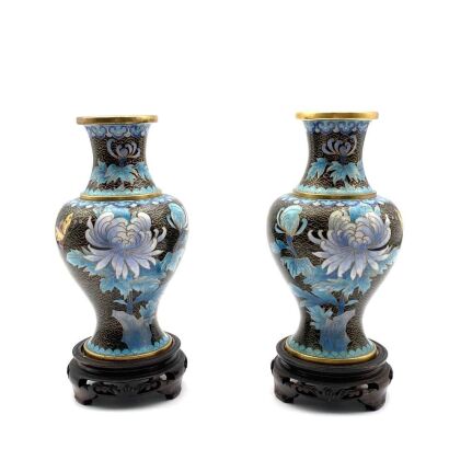 A Pair of Chinese Cloisonne Vases