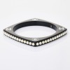 Chanel, Black Resin / Pearl Edge Bangle with Box