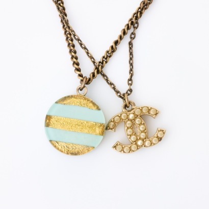 Chanel, 46cm Resin / CC Charm Double Chain Necklace