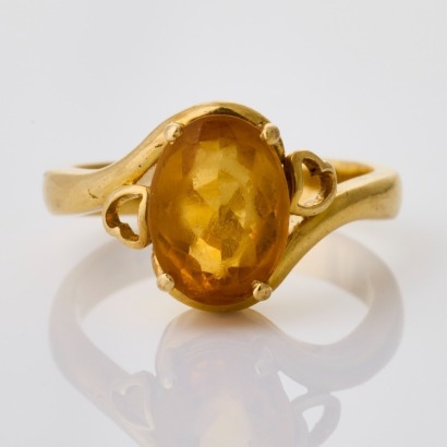 18ct Yellow Gold, Oval Cut Citrine Ring
