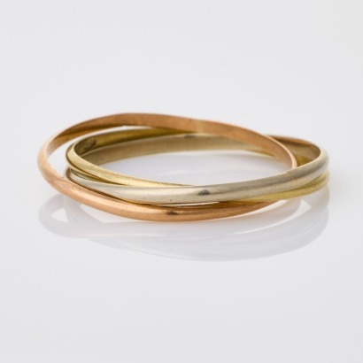 9ct Tri-Colour Gold, Triple Band Ring