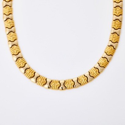 18ct Yellow / White Gold, 45cm Italian Fancy Link Necklace