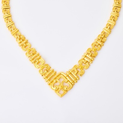24ct Yellow Gold, 42cm Graduated Fancy Link Chain