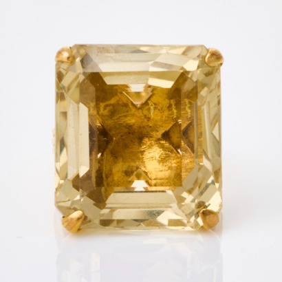 9ct Yellow Gold, Modern, Emerald Cut Citrine Ring