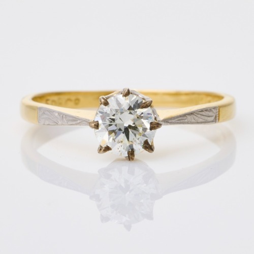 Platinum /18ct Yellow Gold, 0.60ct Diamond Solitaire Ring