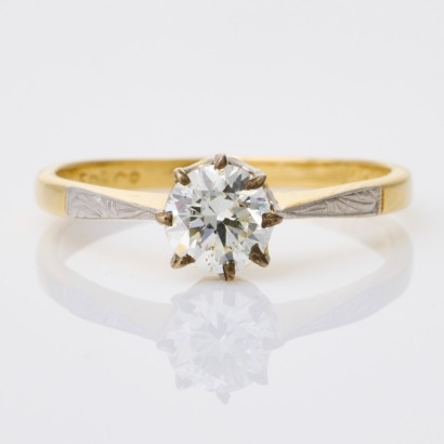 Platinum /18ct Yellow Gold, 0.60ct Diamond Solitaire Ring