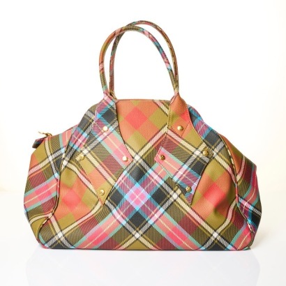 Vivienne Westwood, Pink / Green Leather Yasmin Tartan Handbag