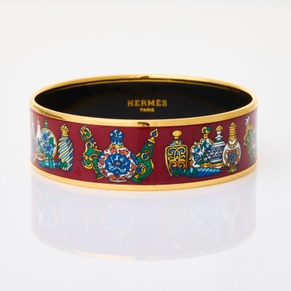 Herm&egrave;s, Wide Red Enamel Bangle