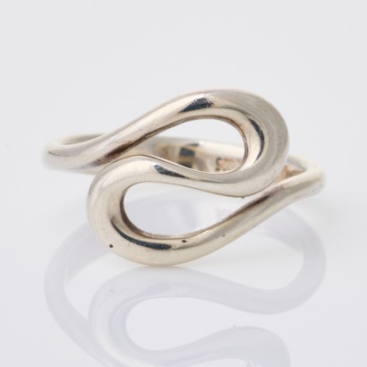 Tiffany & Co, Strlinng Silver, Open Wave Ring