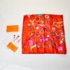 Herm&egrave;s, 100% Silk, Les Confessions Red Scarf with Knotting Cards - 2