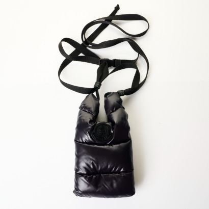 Moncler, Black Quilted Nylon Phone Pouch