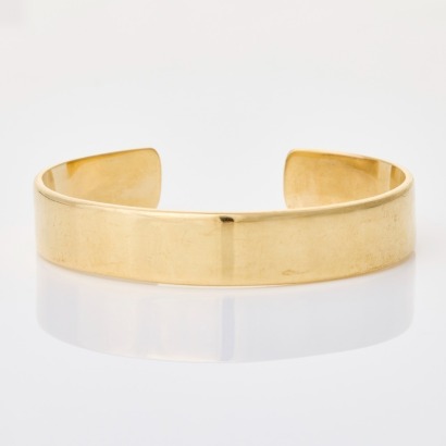 9ct Yellow Gold, 12.5mm Plain Cuff Bangle