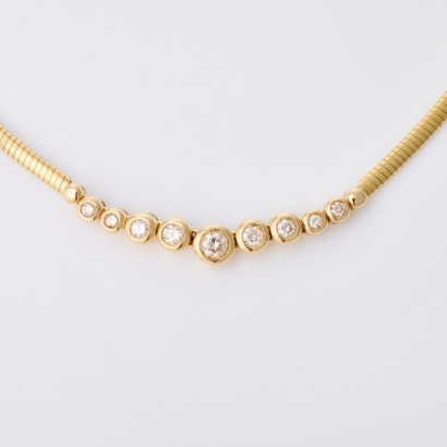 9ct Yellow Gold, Modern,1.00ct DIamond Omega Collier Necklace