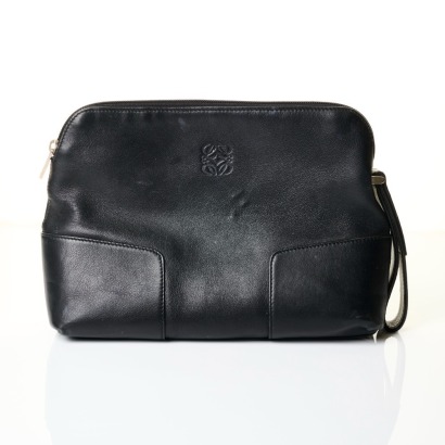 Loewe, Black Calfskin Anagram Clutch Bag