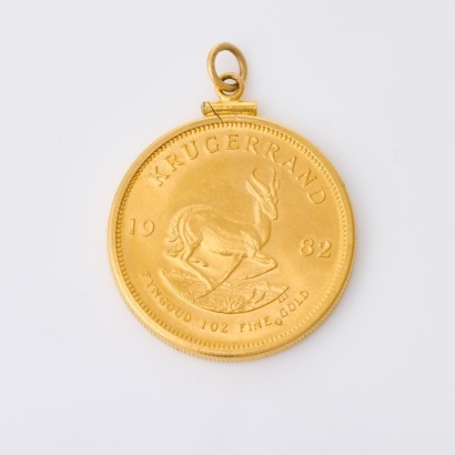 1982 Krugerand 1 oz Coin with Cross Bar & Jump Ring