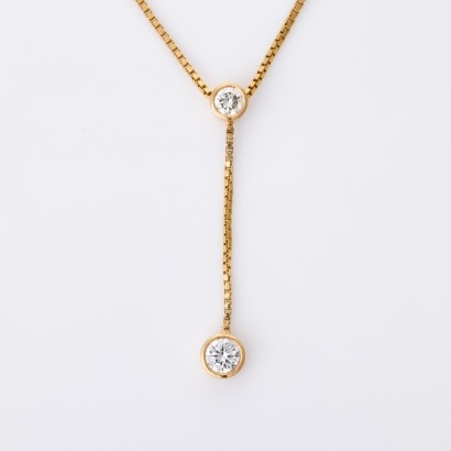 11ct Yellow Gold , 0.34ct / 0.20ct Diamond Pendant on 9ct Yellow Gold Chain