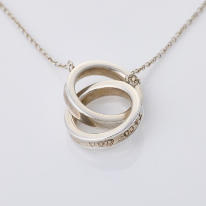 Tiffany & Co., 1837 Sterling Silver Interlocking Circles 40cm Necklace with Box