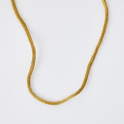 16ct - 18ct Yellow Gold, 158cm Long Wheatsheaf Link Necklet