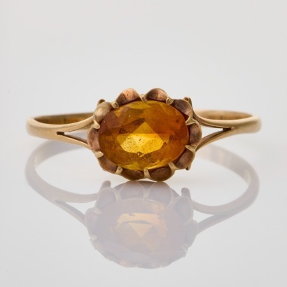9ct Yellow Gold, Multi-Claw Set Citrine Ring