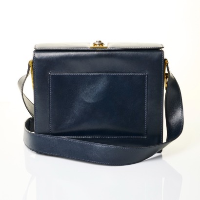 Celine, Black Leather Celine Box Shoulder Bag